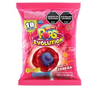 Chupetin Mister Pops Evolution Cherry Bolsax10u