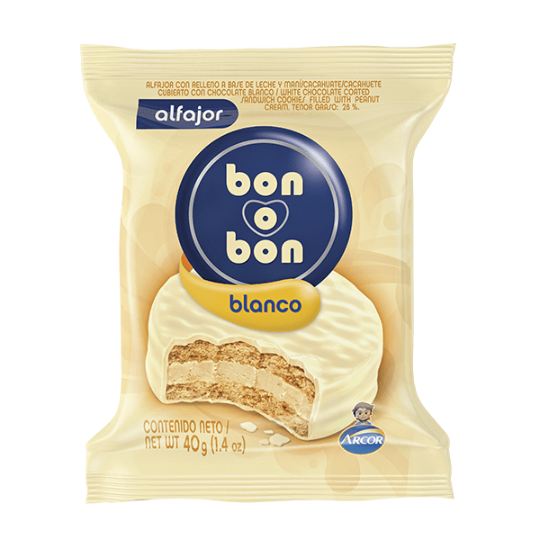 Alfajor Bon o Bon Blanco 40gr pack x3 u