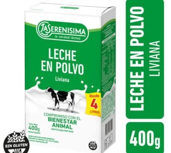 LECHE EN POLVO LA SERENISIMA DESCREMADA FORTIFICADA VIT A,B9,C,D Y E X 400GR