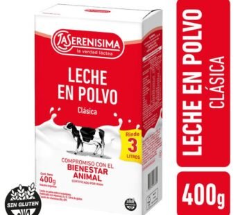 LECHE EN POLVO LA SERENISIMA ENTERA FORTIFICADA VIT A,B9,C,D Y E X 400GR